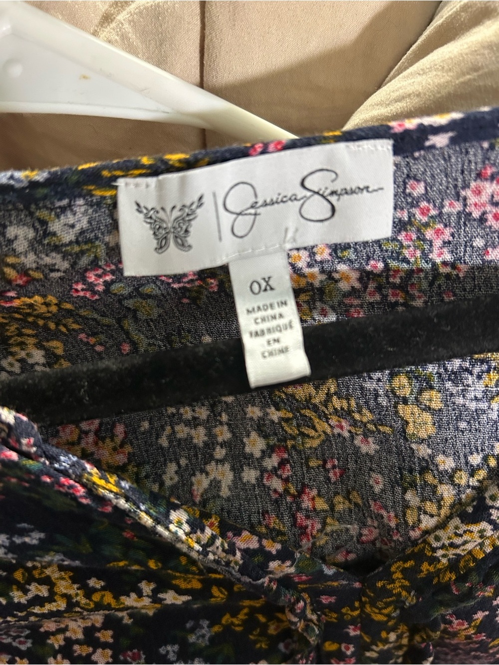 Jessica Simpson Navy Maxi Dress with Pink and Yellow Floral Print - Picture 2 of 2